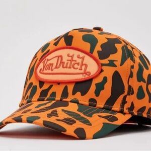 Unisex Von Dutch  Hat - Orange and Black Camouflage